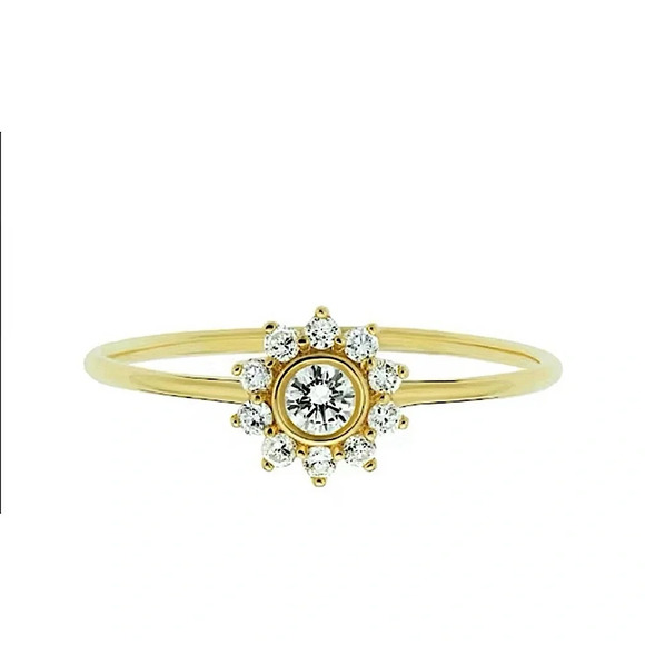 NEW Women's 14k Gold Filled Micro Simulated Diamond Sunflower Ring Size 7 - Picture 1 of 14